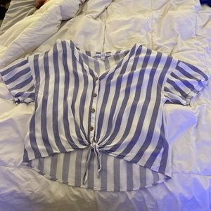 blue striped crop top